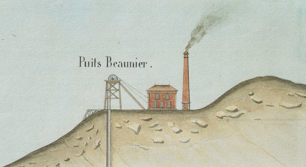 Puits de mine du bassin de Saint-Etienne au XIXe siècle © Ass. Amis du Musée de la Mine Couriot