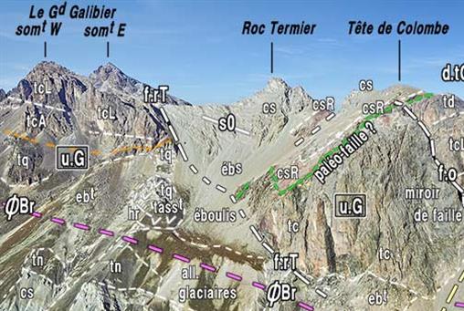 Roc Termier, un des pic du groupe du Galibier, http://www.geol-alp.com/brianconnais/_lieux_Guisane_WNevache/RocheColombe.html