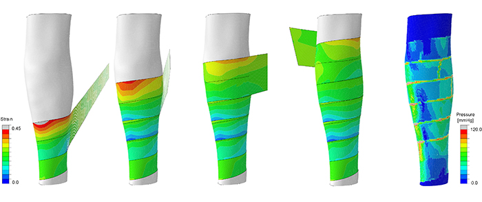Simulation des effets de la compression élastique sur la jambe d’un sujet