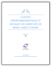 Couverture du guide des clauses sociales et environnementales de politique d'achats publics de Mines Saint-Étienne. 