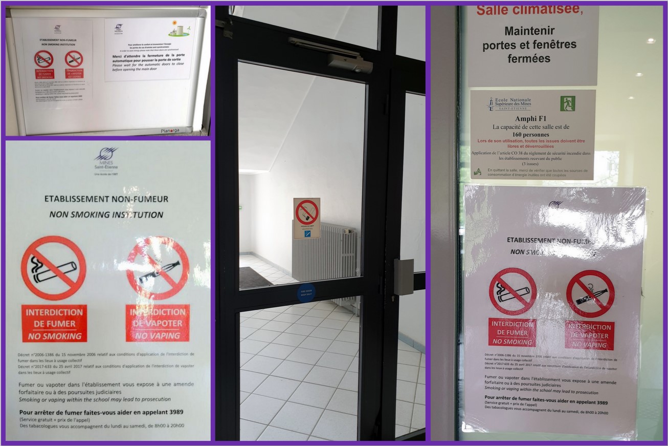 Montage photos des différents affichages anti-tabac sur les campus de Mines Saint-Étienne. 