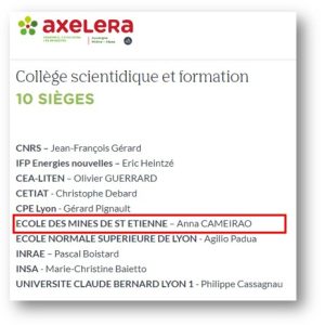 Capture d'écran du collège scientifique du conseil d'administration d'Axelera.